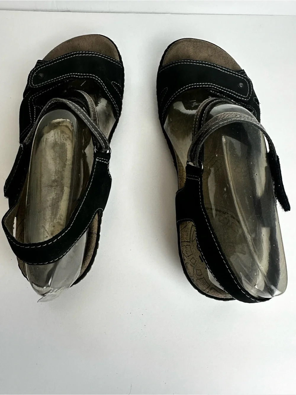 Taos Answer Wedge Sandals Women's Size 9 EU 40 Shoes Leather Black Adjustable